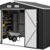 71rwalI6tXL._AC_SL1500_ 10 x 8 FT Black Galvanized Steel Outdoor Storage Shed with Lockable Door