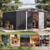 10 x 12 FT Black Metal Outdoor Storage Shed with Lockable Double Doors