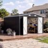 10 x 12 FT Black Metal Outdoor Storage Shed with Lockable Double Doors