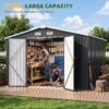 91dCvWlT0BL._AC_SL1500_ 10 x 8 FT Black Galvanized Steel Outdoor Storage Shed with Lockable Door